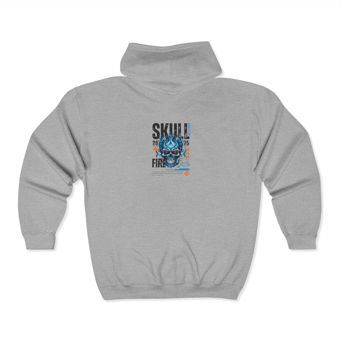 Flaming Fury Skull Adult Zip-Up Hoodie