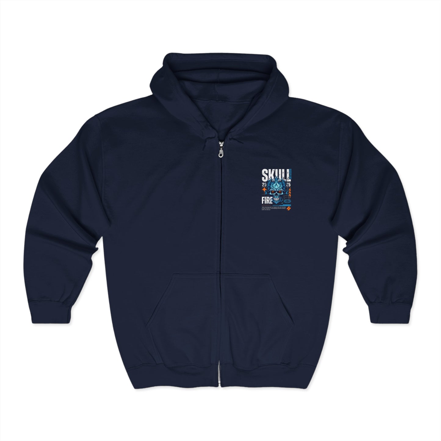 Flaming Fury Skull Adult Zip-Up Hoodie
