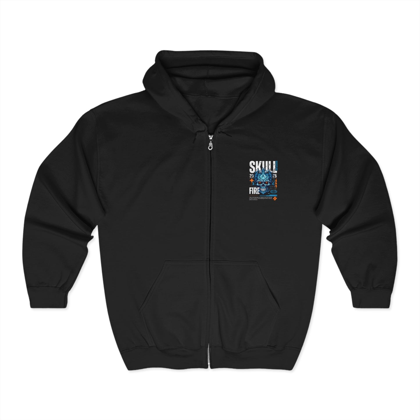 Flaming Fury Skull Adult Zip-Up Hoodie