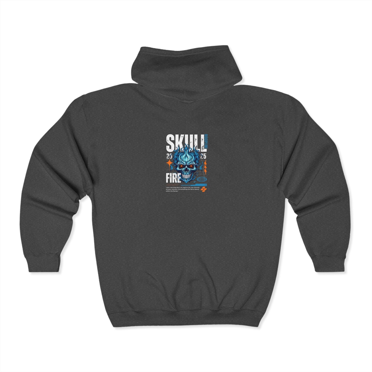 Flaming Fury Skull Adult Zip-Up Hoodie