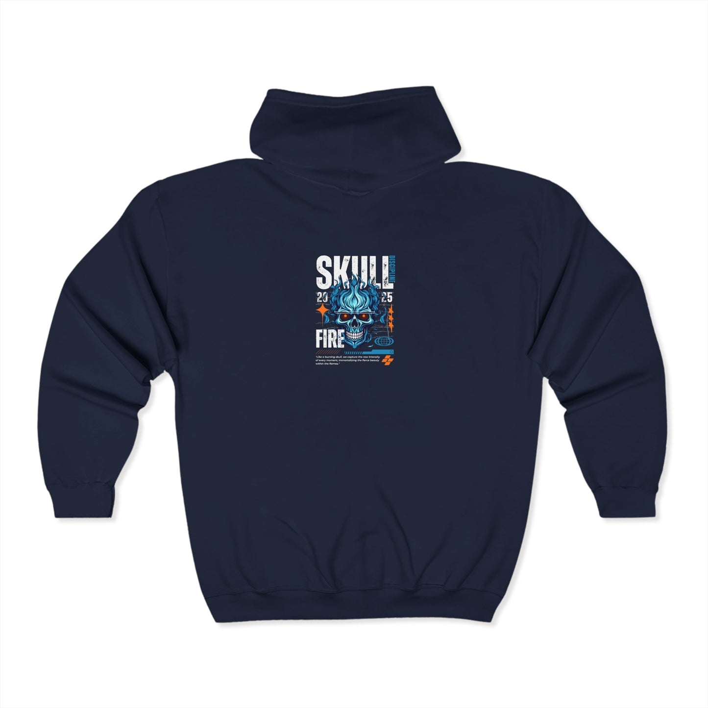 Flaming Fury Skull Adult Zip-Up Hoodie