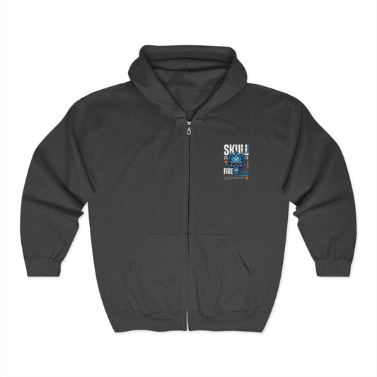 Flaming Fury Skull Adult Zip-Up Hoodie